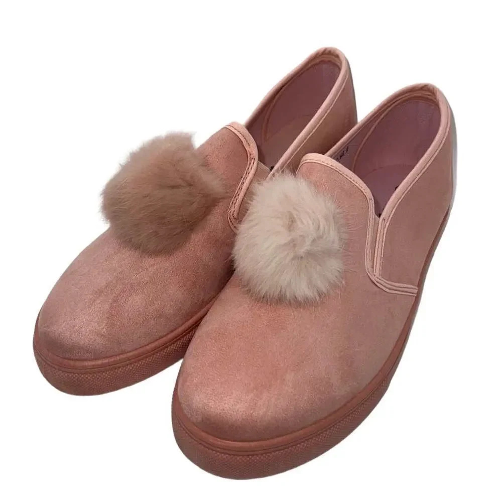 Ositos CAL-02K Blush Pink Slip On Pom Pom Sneakers Loafers Shoes Size 8 New